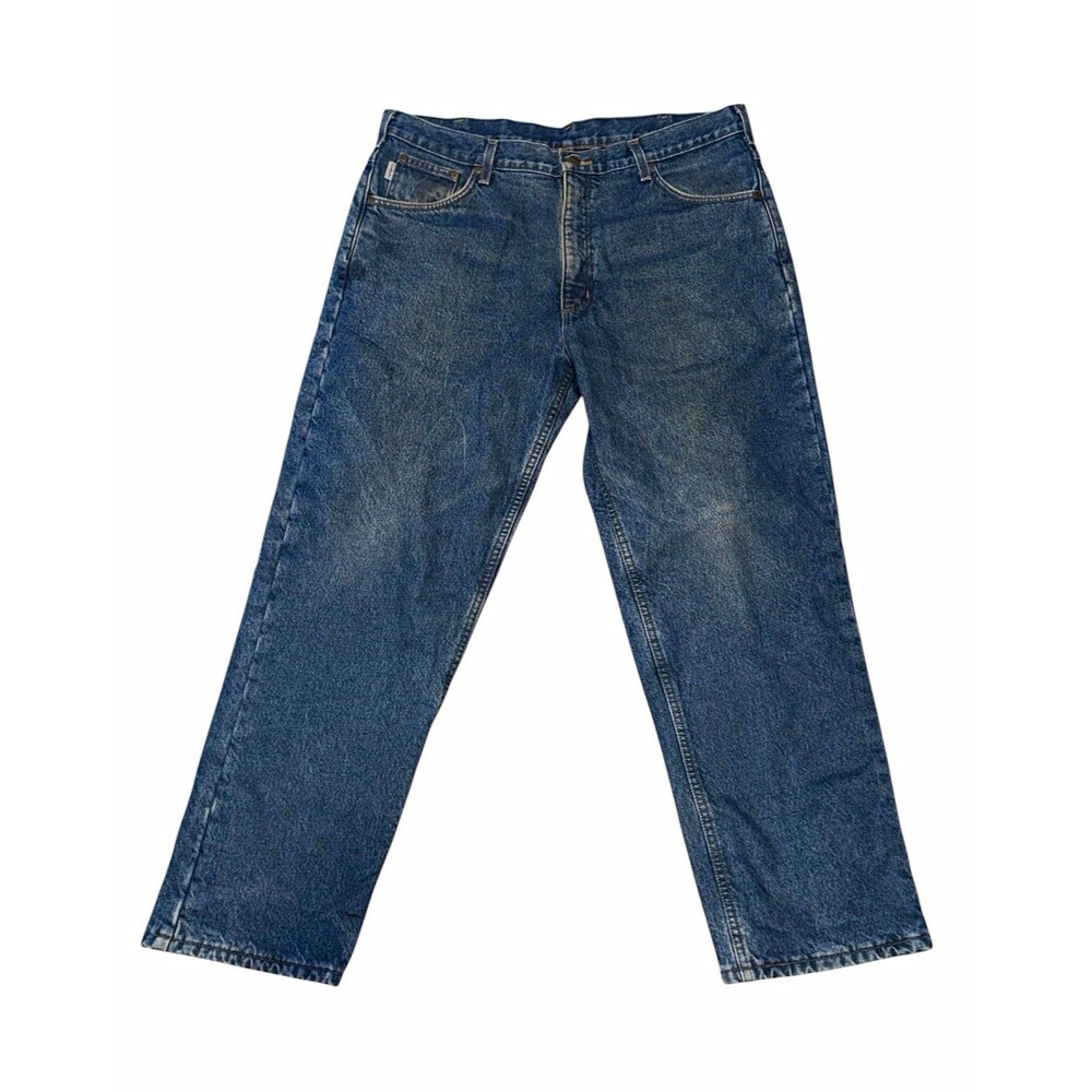 Carhartt Men's Blue Medium Wash Straight Leg Regular Fit Denim Jeans 5-Pocket